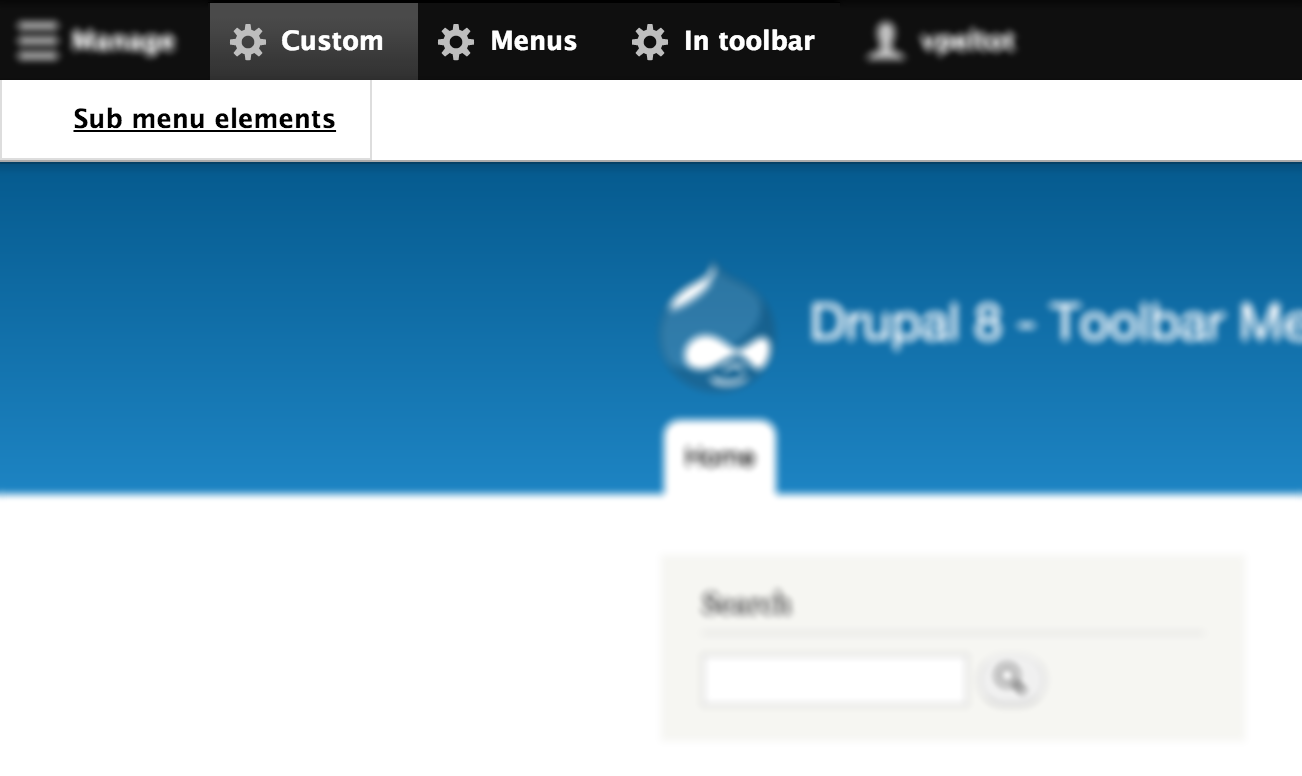 Módulo Toolbar Menu para Drupal 8 crear y organizar elementos en el