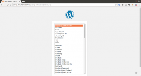 seleccionn del idioma en la instalación de wordpress