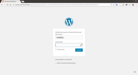 pantalla de login de wordpress tras su instalalción