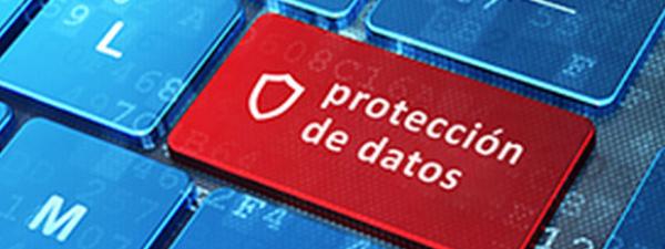 teclado con una tecla en rojo con la etiqueta "protección de datos"