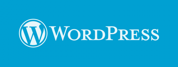 logotipo de wordpress sobre fondo azul