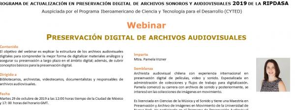 Programa del webinar de Preservación digital de archivos audiovisuales