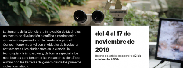 front page de la página de la XIX Semana de la Ciencia y la Innovación de Madrid
