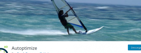 imagen de un surfista sobre una ola junto al logotipo de autoptimize