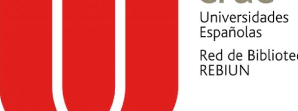 logotipo de la CRUE junto con el nombre de REBIUN