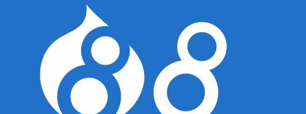 logotipo de drupal 8 junto a otro 8 separados por un punto