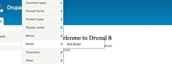 Acceso al panel de adminsitración del módulo Modal Page de Drupal