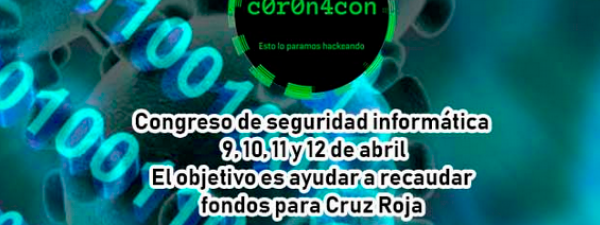 imagen del virus COVID-19 y el texto en el que se anuncia el evento