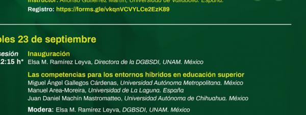 Cartel en el que se anuncia el V Foro Virtual DGBSDI-UNAM con el programa del mismo