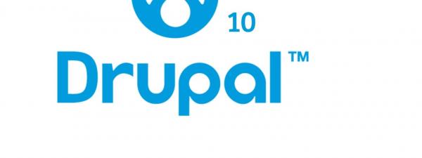 Logotipo de Drupal junto con el número 10