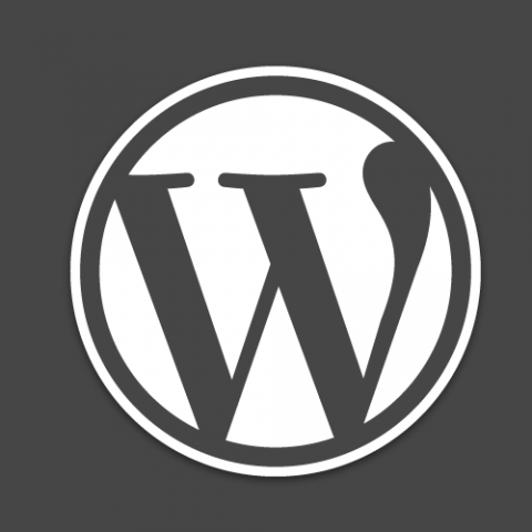 logotipo de wordpress en blanco sobre fondo gris