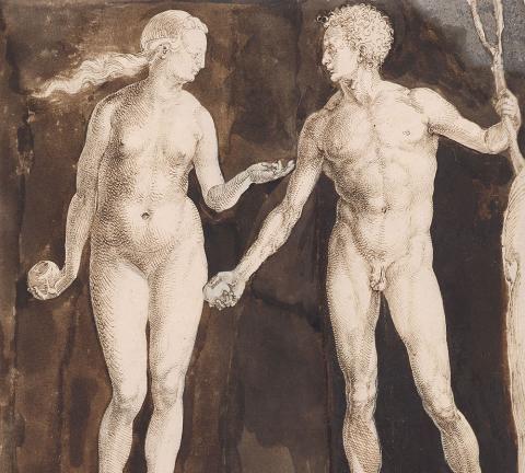 cuadro clásico con dos figuras humanas desnudas