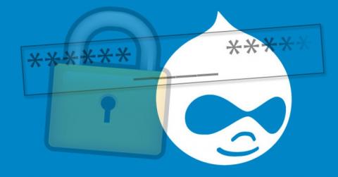 logotipo de drupal junto a un candado representando seguridad