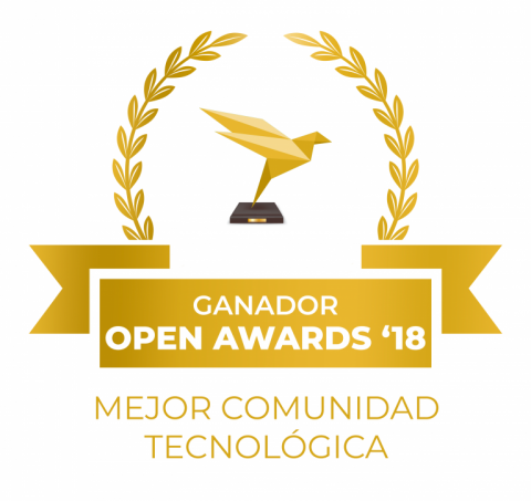 sello de la concesión de premio a la mejor comunidad tecnológica