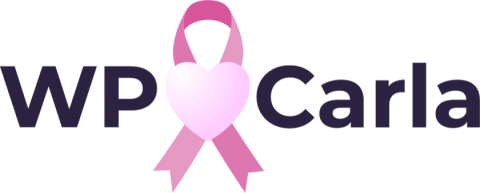lazo rosa de la lucha contra el cáncer y el texto wp Carla