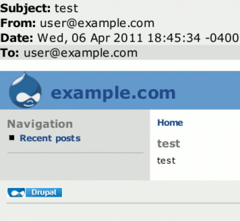 imagen de un email formateado con el tema de drupal por defecto
