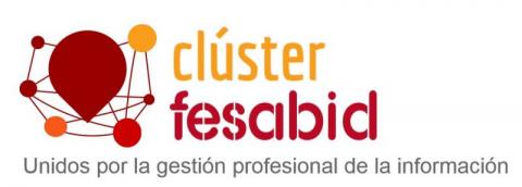 logotipo del cluster con el lema "unidos por la gestión profesional de la información"