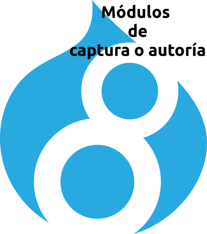 logotipo de drupal con el texto "módulos de captura o autoría"