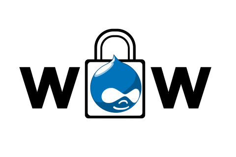texto de w-candado-w, y dentro del candado el logotipo de drupal