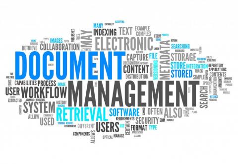 nube de etiquetas con los términos más frecuentes en la gestión de documentos