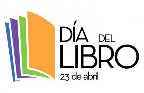 dibujo de las páginas de un libro con el texto "Día del Libro 23 de abril"