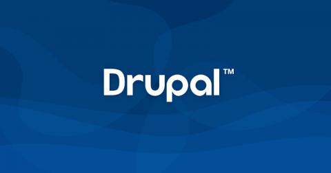 logotipo de drupal sobre fondo azul