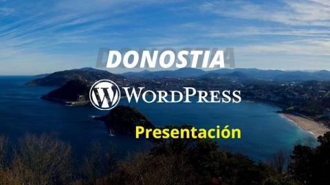 imagen de donostia de fondo con el texto sobreescrito donostia wordpress