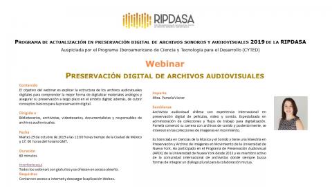 Programa del webinar de Preservación digital de archivos audiovisuales