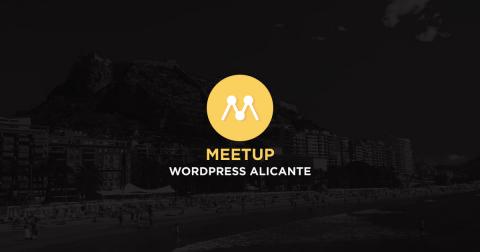 letra "M" sobre un fonto negro y amarillo con el texto "Meetup Alicante"