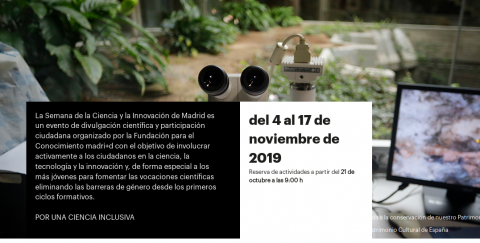 front page de la página de la XIX Semana de la Ciencia y la Innovación de Madrid