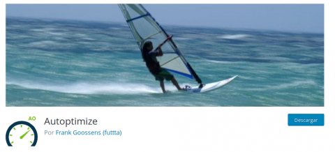 imagen de un surfista sobre una ola junto al logotipo de autoptimize