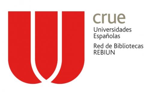 logotipo de la CRUE junto con el nombre de REBIUN