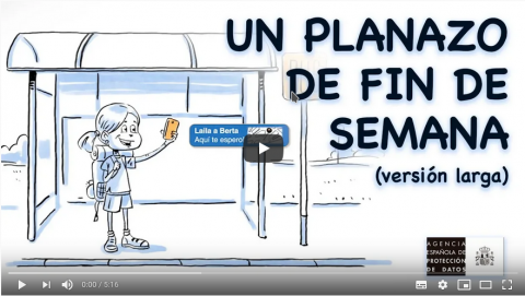 Inicio del vídeo "Planazo de fin de semana" de la Agencia Española de Protección de Datos