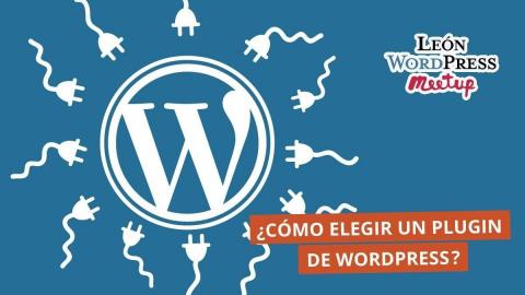 Logo de WordPress y alrededor unos enchufes junto con el texto anunciando la meetup