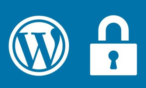 Dibujo del logotipo de WordPress y un candado sobre fondo azul