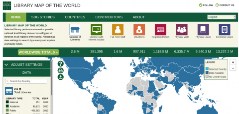 Front Page del sitio web de Library Map of the World