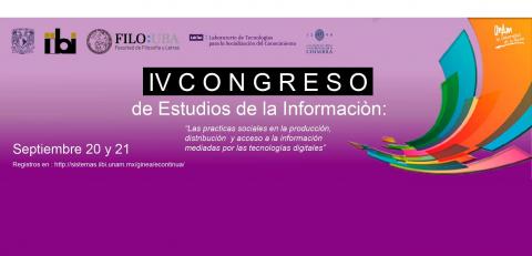 Cartel anunciando el IV Congreso de Estudios de la Información