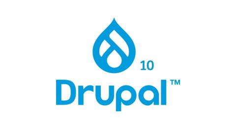 Logotipo de Drupal junto con el número 10