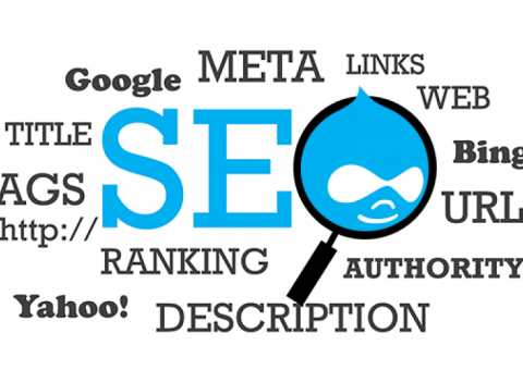 texto seo con el logotipo de drupal