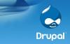 logotipo de drupal sobre fondo azul